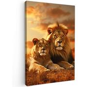 MuchoWow© Quadro Camera Da Letto 60x90 cm Quadri Soggiorno Decorazione Parete Quadri Moderni Su Tela Stampe Foto Con Cornice Quadretti PosterLeone - Animali - Savana - Africa
