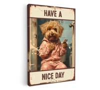 MuchoWow© Quadro Camera Da Letto 60x90 cm Quadri Soggiorno Decorazione Parete Quadri Moderni Su Tela Stampe Foto Con Cornice Quadretti Poster Bagno - Cane - Citazione - Have a nice day