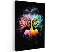 MuchoWow© Quadro Camera Da Letto 80x120 cm Quadri Soggiorno Decorazione Parete Quadri Moderni Su Tela Stampe Foto Con Cornice Quadretti Poster Casa Volti - Silhouette - Rami - Colorato