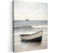 MuchoWow© Quadro Moderno Soggiorno 50x70 cm Decorazioni Da Parete Quadri Su Tela Da Salotto Grandi Foto Con Cornice Stampe Su Tela Camera Da Letto Barca A Remi - Mare - Orizzonte