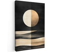 MuchoWow© Quadro Su Tela 40x60 cm Grandi Dimensioni Quadri Moderni Soggiorno Stampa Di Foto Decorazione Camera Letto Da Parete Con Cornice Dipinti Luna - Cerchio - Oro