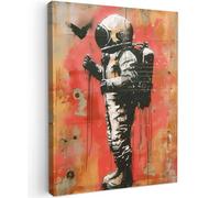MuchoWow© Quadro su Tela 50x70 cm Stampe da Parete Quadri Cucina Camera da Letto Dipinto Arredamento Casa Graffiti - Astronauta - Street art - Spazio - Banksy