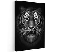 MuchoWow© Quadro su Tela 80x120 cm Stampe da Parete Quadri Cucina Camera da Letto Dipinto Arredamento Casa Tigre - Animali - Nero - Bianco - Ritratto - Animali selvatici