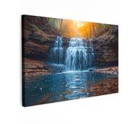MuchoWow© Stampa su Tela 120x80 cm Canvas Quadri per il Soggiorno Quadro Camera da Letto Decorazioni Parete Cascata - Giungla - Natura - Cascate - Rocce