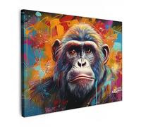 MuchoWow© Stampa Su Tela 40x30 cm Decorazioni Pareti Canvas Grandi Dimensioni Quadri Con Cornice Moderni Quadro Soggiorno Foto Camera Da LettoScimmia - Gorilla - Graffiti - Animali - Colori