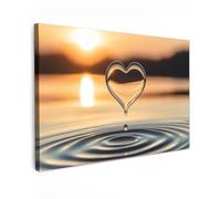 MuchoWow© Stampe Su Tela 30x20 cm Quadro Soggiorno Quadri Camera Da Letto Moderni Accessori Salotto Poster Da Parete Con Cornice Decorazione Muro Cuore - Acqua - Tramonto - Natura - Zen