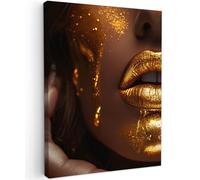 MuchoWow© Stampe su Tela 50x70 cm Foto Quadri Moderni Camera da Letto Canvas Quadro Salotto Decorazione Parete Donna - Oro - Lusso - Ritratto