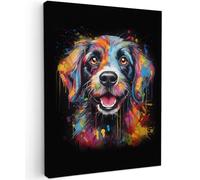 MuchoWow© Stampe Su Tela 50x70 cm Quadro Soggiorno Quadri Camera Da Letto Moderni Accessori Salotto Poster Da Parete Con Cornice Decorazione MuroGraffiti - Cane - Animali - Street art - Colori