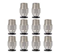 MUCKLILY 10pcs PC4-M10 Pneumatico Maschio Filettatura Diritta Push to Connect Raccordo Maschio Dritto Pneumatico PTFE Tubo Raccordo Connettore per Stampante 3D