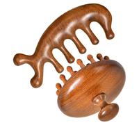 MUCKLILY 2 Pezzi Cuoio Capelluto in Legno, Testa Manuale Portatile, Marrone, Compatto e Piccolo, per Pendolarismo e Camere D'albergo, e Uomini