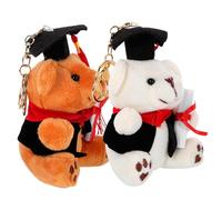 MUCKLILY 2 Pezzi Doctor's Hat Doll Keychain Orso Laurea Che Fa i Primi Passi Chiave Peluche Portachiavi Animali Per Portachiavi a Forma Di Animale Cotone Pp