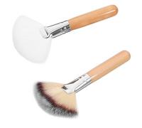 MUCKLILY 2 pezzi Pennello con Manico Lungo Pennello per e Fondotinta in Nylon per Contouring Sfumatura e Fissaggio Makeup Setole Densamente Morbide e Resistenti