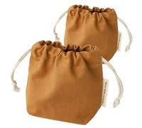 MUCKLILY 2 pezzi Pochette Trucchi con Coulisse in Canvas Capacità Organizer Portatile da Viaggio con Tasche Elastiche Frontali per Pennelli e Cosmetici Colore Caffè Piccola Media