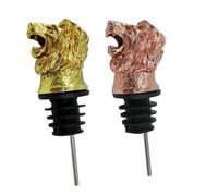 MUCKLILY 2 pezzi Tappi per Bottiglie di Vino in Versatori Forma di Testa di Leone in Oro Rosa e Oro Stopper Creativi per Feste e Uso Quotidiano Design Divertente e Funzionale