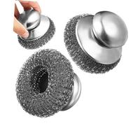 MUCKLILY 2 Pz Manufatto della vaschetta della spazzola spazzole metalliche lavasciuga in fibra scarpe antinfortunistiche trasparenti fodere kit lavapiatti in acciaio sfera lavapiatti Silver
