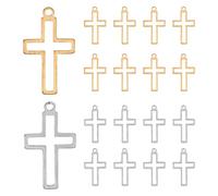 MUCKLILY 20 Pezzi Ciondoli Croce in Acciaio Inossidabile Traforati Mini Ciondoli di Gesù per Gioielli Fai da Te Bracciali Collane e Portachiavi Accessori Religiosi Cristiani Versatili
