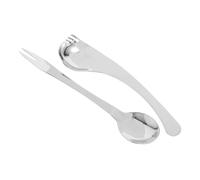 MUCKLILY 2pezzi Cucchiaio e Forchetta Curva Adattabile Set di Posate Ergonomiche per Anziani e Persone Disabilità Ausilio Alimentare Portatile per Casa e Viaggio