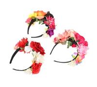 MUCKLILY 3 Pezzi Cerchietti con Vintage per Halloween e Party Accessori Floreali Goth per Costume Copricapo Decorativo per Feste Messicane e Look Gotico