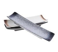 MUCKLILY 3 Pezzi, Piatto Sushi Design Giapponese Vintage Rettangolare | Bordo Rialzato e Forma Compatta, per Nigiri, Finitura Smaltata Retrò, Buffet e Locali Stili multipli