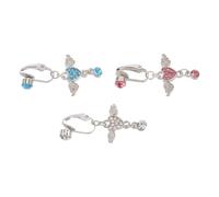 MUCKLILY 3 Pezzi Piercing Finti per Ombelico Non Piercing a Clip Anelli per Ombelico Ciondolo a Forma di Piuma e Cuore Gioielli Leggeri per Donne per Feste e Uso Quotidiano