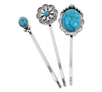 MUCKLILY 3pezzi Forcine Decorative in Stile Retrò Per Donna Decorazioni Turchesi Accessori Per Capelli Western Fermagli Per Capelli in Stile Sud-occidentale