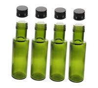 MUCKLILY 4 pezzi Bottiglie Olio da Cucina in Vetro Trasparente Flaconi Vuoti per Olio e Condimenti Design Tondo con Sigillante per Cucina e Ristorante