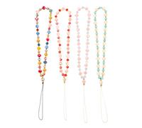 MUCKLILY 4 Pezzi Cordino da Polso per Telefono Perline Acriliche Decorativo | Charm per Chiavi e Fotocamera, Stile Fashion, per Viaggio e Scuola, Accessorio Anti-smarrimento da Indossare al Polso