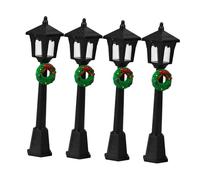 MUCKLILY 4 Pezzi Ornamenti del lampione di Natale accessori natalizi per la casa delle bambole Natività Carino mini puntello per arredamento da giardino decorazione dei lampioni plastica pp