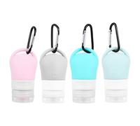 MUCKLILY 4 Pezzi Set di Flaconi da Viaggio in Silicone 38ml Coperchio | Riutilizzabile, Fori Piccoli per Dosaggio Controllato, per Campeggio e Aeroporto, Adatto a Conditioner ed Essenze