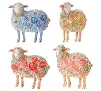 MUCKLILY 4 Pezzi Spilla a Forma di Agnello Floreale Tridimensionale in Lega | Pietre Decorative, Chiusura Sicura e Leggera, per Abiti e Cappotti, Design Roselline, Donna
