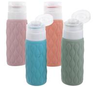 MUCKLILY 4pezzi Falconi da Viaggio per Shampoo e Balsamo Struttura in Silicone Anti-perdita e Erogazione Rapida Contenitori da Viaggio per Articoli da Toeletta