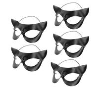 MUCKLILY 5 pezzi Maschere Mezza Faccia Nera Forma di Occhio di Gatto Maschera Costume Halloween e Masquerade per Feste in Maschera Carnevale Cosplay e Prom Party