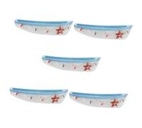 MUCKLILY 5 Pezzi Mettini di Navi Piccolo Arredamento costiero Mini Barca a Vela Cabina Nautico imbarcazioni a Vela di Barca a Vela in Stile mediterraneo di Legno Blue