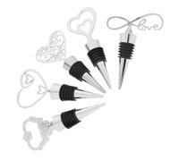 MUCKLILY 5 Pezzi Tappo Di Vino a Forma Di Cuore Decanter Salvavino Tappi Per Vino Fresco Conservatore Per Apribottiglie Cork Stoppers Tappi Di Bottiglia Di Soda Copribottiglie Lega Di Zinco