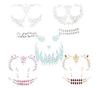 MUCKLILY 5 Set Adesivi Viso con Gioielli in Resina Riutilizzabili Facili da Applicare per Feste Halloween e Festival Brillanti e Sicuri per Cosplay