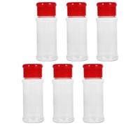 MUCKLILY 6 Pezzi Condiment Jar Dispenser per Sale e Pepe, Bottiglia per Condimenti in Plastica Rossa, Superficie Liscia, per Mantenere la Cucina Pulita