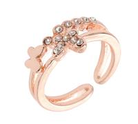 MUCKLILY Anello Farfalla alla Moda in Lega Oro Design Traforato e Doppia Farfalla, Anello Regolabile Semplice e Originale per Donne alla Ricerca di Eleganza