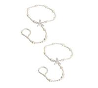 MUCKLILY Cavigliera da Sposa Perle Simulate Set 2 Pezzi di Catene per Piedi Eleganti Gioielli Leggeri e Delicati Adatti a Feste Cerimonie e Uso Quotidiano