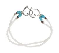 MUCKLILY Cavigliera Elastica da Donna Doppio Cuore in Lega di Zinco e Perline a Doppio Strato Braccialetto alla Caviglia Regolabile Stile Boho per Spiaggia e Viaggi Estivi