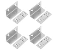 MUCKLILY Chiusura Magnetica per Porta a Forma per Mobili Armadio, Set da 4 Pezzi in Metallo Argento, Fermaporta Magnetico Invisibile per Battente a 90° senza Fori, Protezione e Animali