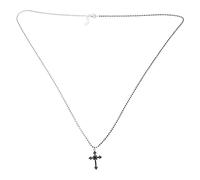 MUCKLILY Collana Doppia Ciondolo Croce, Stile Elegante Nero in Lega | Look Trendy e Semplice, Facile da Abbinare, per Ufficio e Spettacoli, Gioiello Moda da Donna