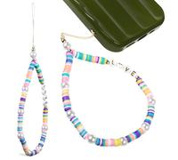 MUCKLILY Cordino per Cellulare Perline e Ciondolo Love, Cinturino da Polso Leggero in Argilla Polimerica, Set da 2 Pezzi per Decorazione e Sicurezza Telefono, Accessorio per Borse