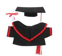 MUCKLILY Costume da laurea per bambole Mini cappello di laurea giocattoli di peluche stagione di laurea vestiti di peluche per laureati giocattolo per la stagione della laurea stoffa rosso