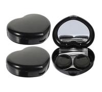 MUCKLILY Custodia Per Lenti a Contatto Da Viaggio a Forma Di Cuore Con Specchio, Set Da 3 Pezzi Compatto e Portatile, Contenitore Bianco Con Pinzette, Per Uso Quotidiano e Attività All’aperto