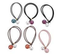 MUCKLILY Elastici per Chioma Perle 6 Pezzi, Corde Elastiche per Chioma da Ragazza, Accessori Decorativi per Acconciature Casual e Formali, Fasce Elastiche per Coda di Colore Casuale