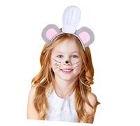 MUCKLILY Fascia per Chioma e Cappello da Chef con Orecchie da Topo Grigie Cerchietto Accessorio per Costume da Ratto Adulto e Ragazzo Ragazza, Decorazioni per Festa e Cosplay Halloween