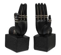 MUCKLILY Fermalibri Ornamentali in Resina Sintetica Design Buddha Mudra Set da 1 Paio 22X8X24 CM Supporti per Libri da Scrivania Base Antiscivolo Decorazione Vintage Stile Sud-Est