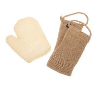 MUCKLILY Guanto Esfoliante per Corpo e Spazzola Posteriore da Doccia in Juta Naturale, Set 2 Pezzi 60x11 Cm, Rimuove Sebo e Impurità, Adatto per Uso Quotidiano e Pulizia Profonda della Pelle