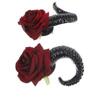 MUCKLILY Lolita Gothico Clip Corna Pecora Rosa Barrette Leggere per Cosplay Halloween Feste Donna e Retrò