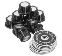MUCKLILY Manopola di Controllo del Potenziometro da 6 Mm con Piastra Graduata, Set da 20 Pezzi in Plastica e Metallo, per Apparecchiature Audio e Sistemi di Controllo Industriale
